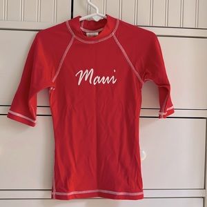 Maui 3/4 Sleeve Red Rash Guard Swim Guard Kids Small